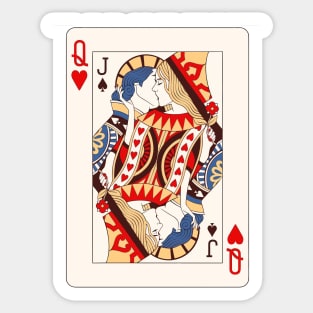 Queen and Jack Kiss Poker Cards Sticker